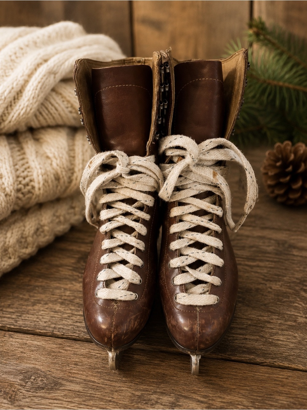 Vintage Riedell Brown Leather Ice Skates Size 5½